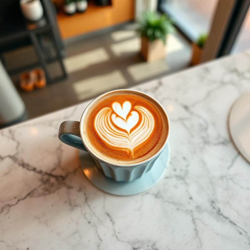 A cup of coffee on a café table